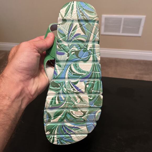 ALEGRIA BY PG LITE GREEN SUEDE ADUSTABLE STRAP FLAT ANA-171 SANDALS 38 / 7.5 - Picture 8 of 13